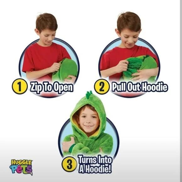 Huggle pets dinosaur green furry soft‎ convertible hoodie plush - Picture 2 of 10